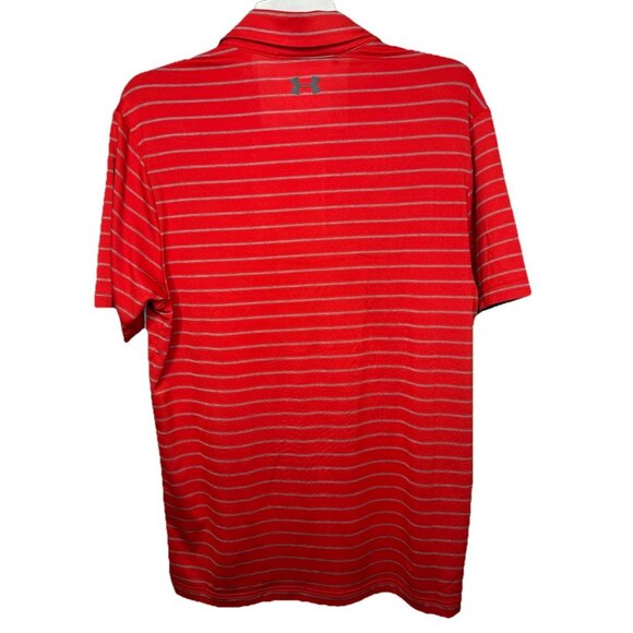 NWT Under Armour Men's Small Playoff Polo Tour Stripe Red Golf Shirt UPF‎ 40 - Picture 8 of 14